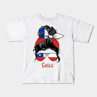 Chilean Girl, Chilean girlfriend, Chile Messy bun, chilena Kids T-Shirt